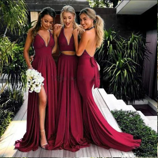 

New European and American foreign trade women's dress in summer 2019 Amazon express suspender deep V Dress Bridesmaid Dress