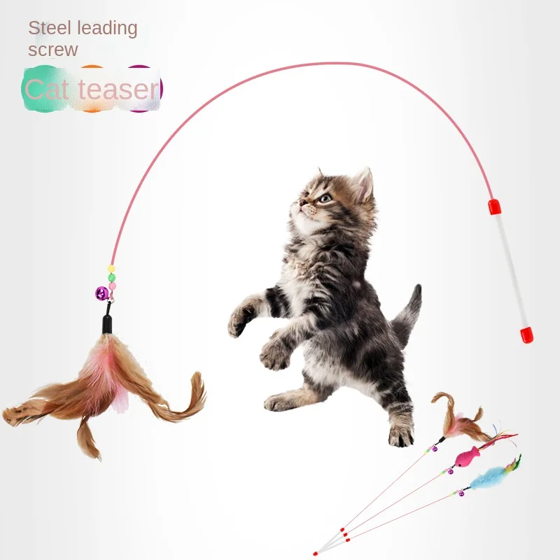 

Cat Toy Cat Fishing Rod Cat Feather Toy Cat Toy High Toughness Two-color Feather Steel Wire Funny Cat Dog Toys Cat Supplies