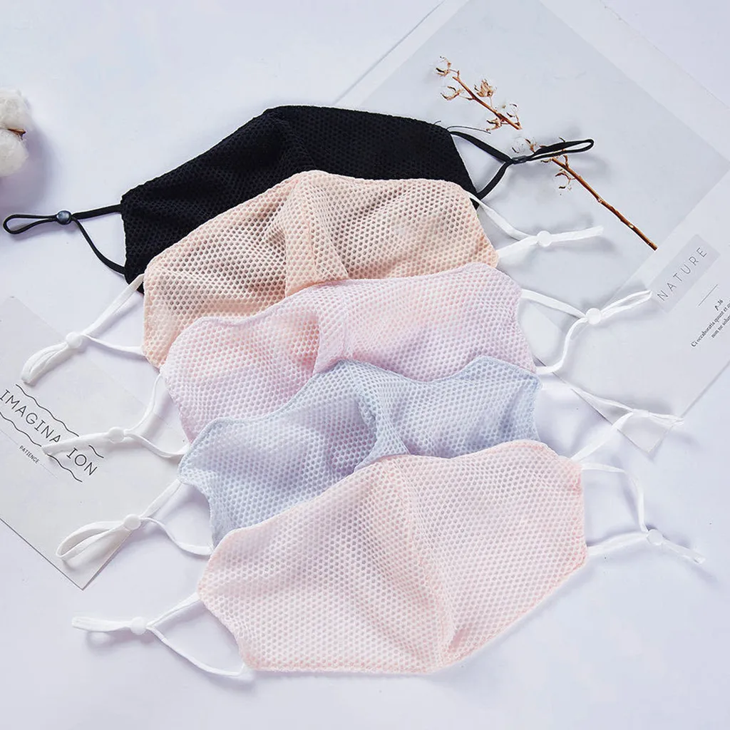 Маска для рта многоразовая Женская тонкая дышащая с сеткой мягкая защиты глаз