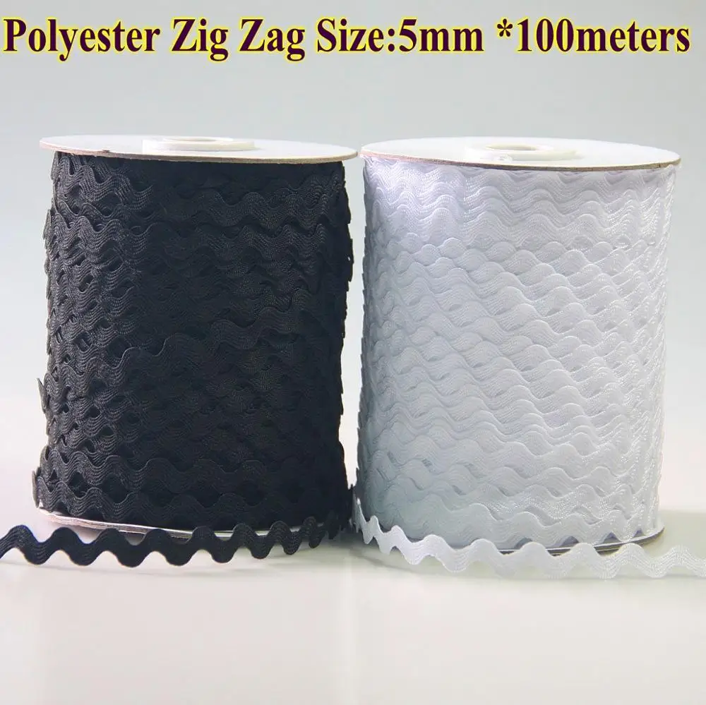 Бесплатная доставка-Zig zag Ric rac лента размером 5 мм 100 м/рулон небесно-голубая