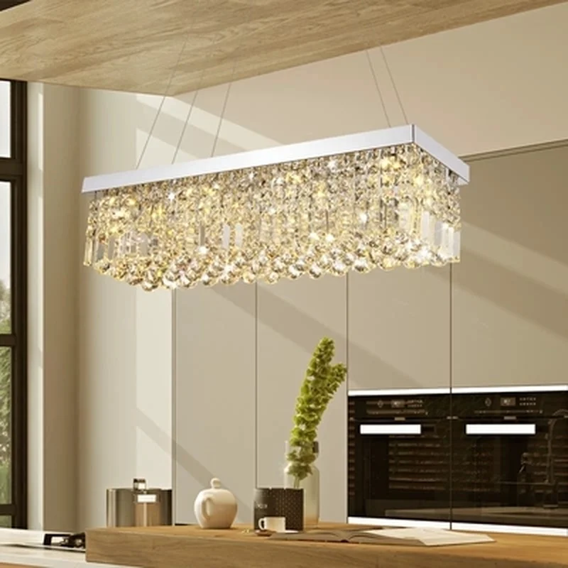 Новая Современная хрустальная люстра для столовой прямоугольная Потолочная |