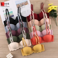 sexy bras push up seamless underwear for women solid color wireless lingerie one pieces gather thin teens girls brassiere top