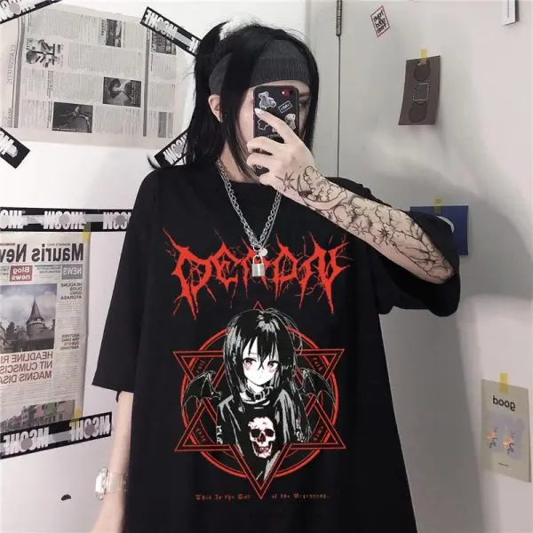 

Oversized Women T-shirt 2021 Girl's Harajuku Y2K T-shirt Aesthetic Gothic Tops Women Oversize Street Tshirt Clothes Dropshipping