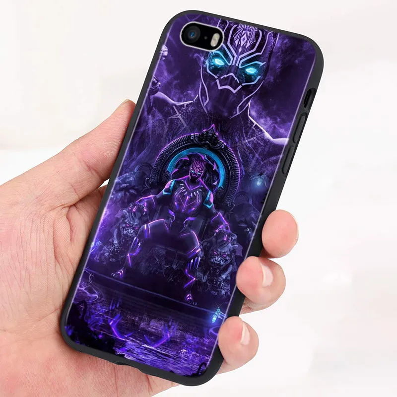 Marvel Black Panther Cover Phone Case For Apple iPhone 14 13 12 11 Pro Max Mini XS Max X XR Silicone Black Shell
