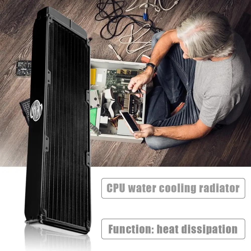 

AS360 120 mm 11 Tubes Chip Radiator G1/4 Thread Thermal Conducting Fluid CPU Heat Sink Water Cooling Cooler Aluminum Black