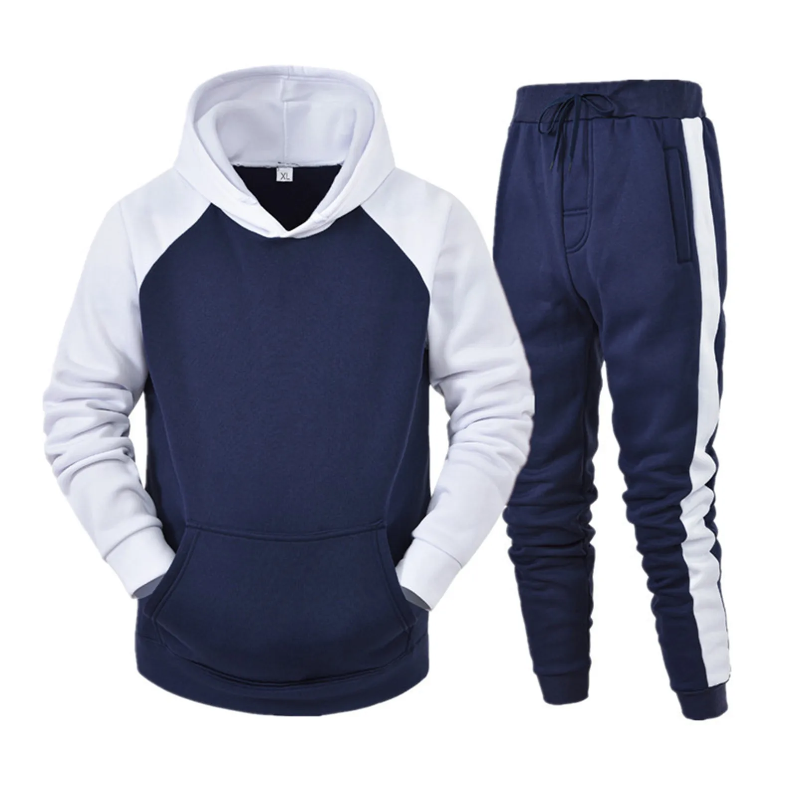 

Men's Fashionable Casual Outdoor Walking Suit Autumn And Winter Leisure Splice Sweater Pants Sports Suit Chandals Hombre