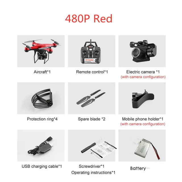 Red 480P 1B Дрон 4k камера аэрофотосъемка длительный срок службы батареи Wifi карта передача четырехосный самолет игрушка пульт дистанционного управления RC самолет - Цвет: Red 480P 1B