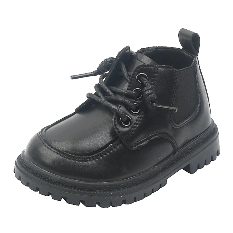 

13.5-19cm Kids Boys Girls Retro Martin Boots For Early Winter,Toddler Girls British Style Dress Shoes With Velvet,Women Shoes