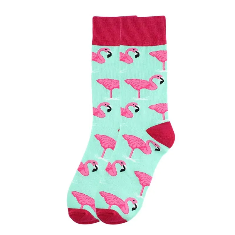 

10 Pairs/lot Flamingo Cartoon Animal Color Pair Men Socks Women Funny Art Knitted EUR38-42 Harajuku Cute Flamingo Swan