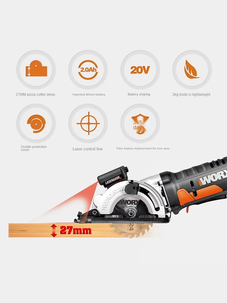 Lithium Electric Saw Wx523 Household DIY Circular Woodworking Decoration Multi-function Power Tools Electrical Hand-held | Инструменты