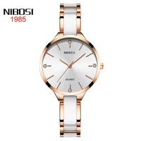 nibosi ultra thin quartz watch women fashion casual rose gold ceramic strap wristwatches ladies waterproof watches montre femme