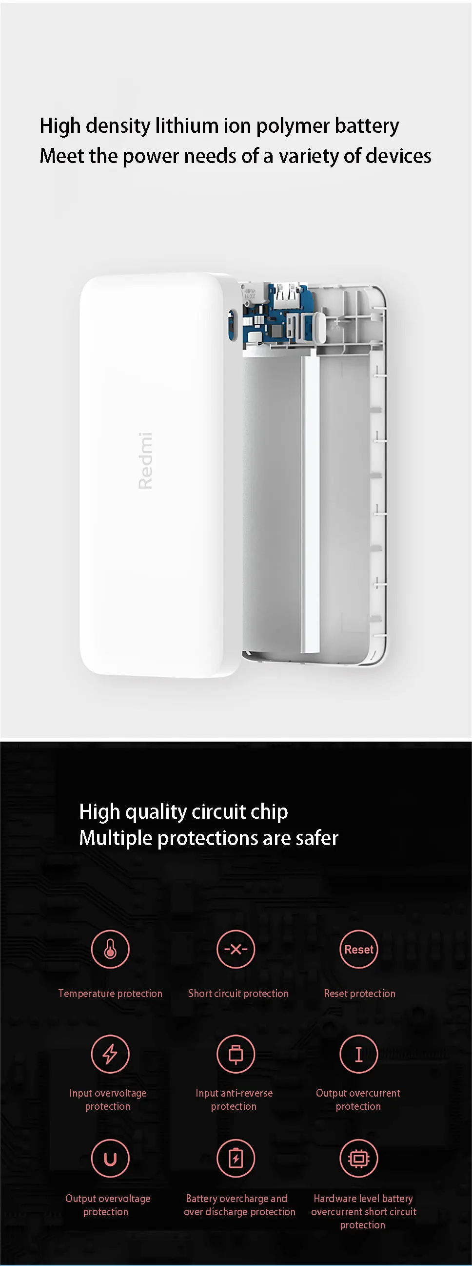 Xiaomi Redmi повербанк 20000 мАч двойное Портативная зарядка usb-устройство пауэр банк внешний аккумулятор для телефона Быстрая зарядка для samsung iPhone X huawei Повербанк