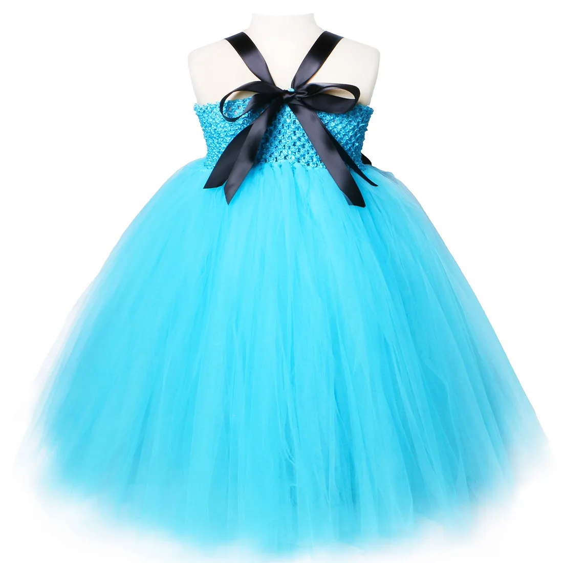 Платье принцессы с юбкой-пачкой для девочек Небесно-голубое белое платье цветами