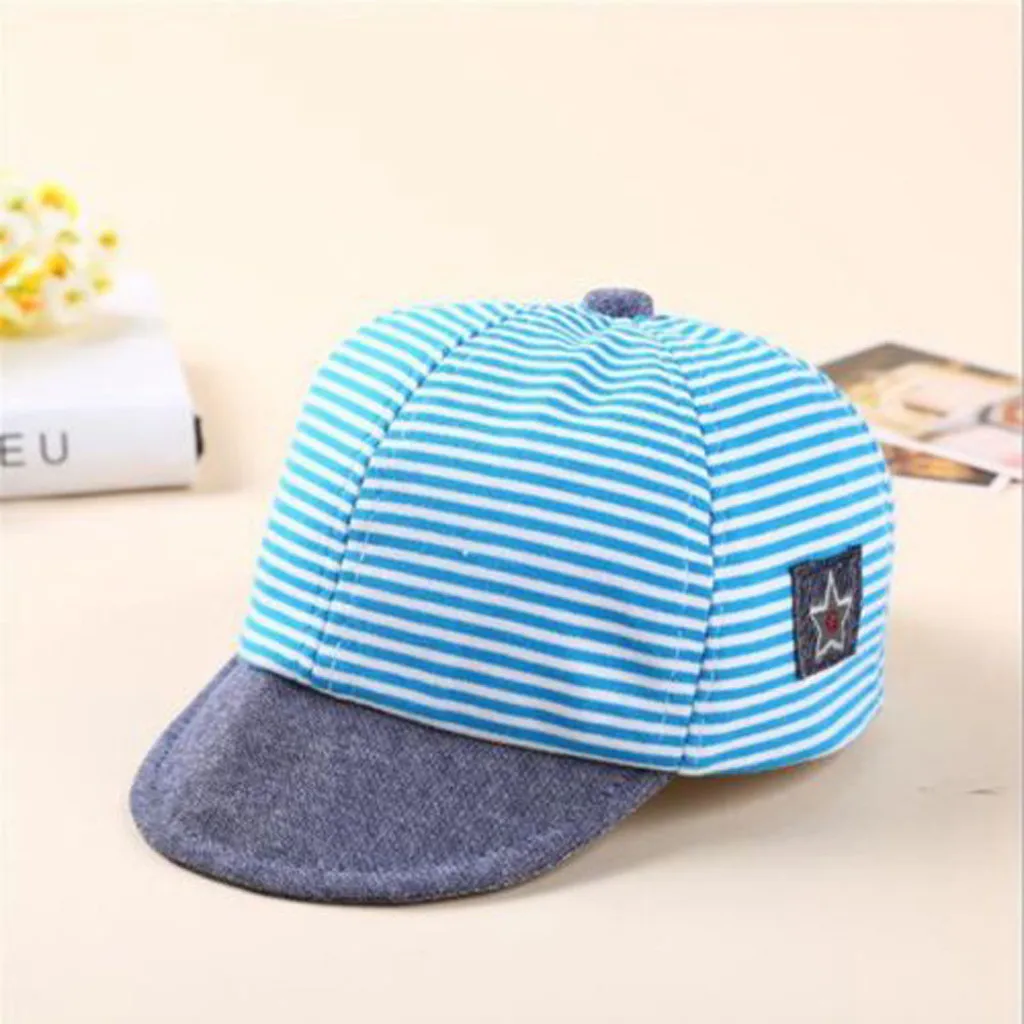Kawaii Baby Baseball Caps Infant Boy Girl Stripe Beret Luxury Summer Newborn Hats Sun Bonnet Bebes Muts | Детская одежда и обувь