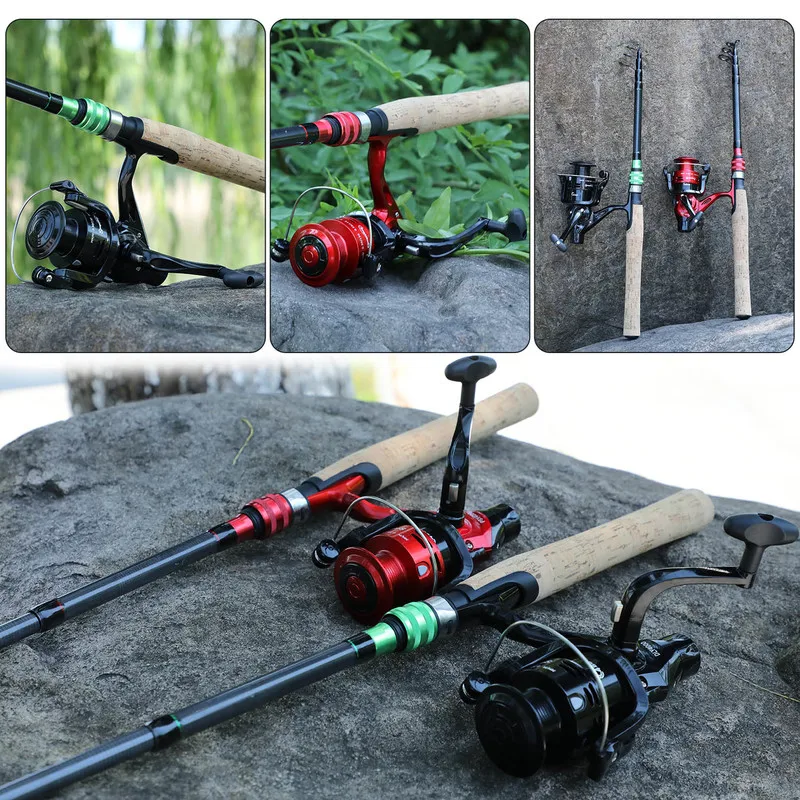 

Sougayilang Carbon Spinning Fishing Rod Reel Combo 1.8M 2.1M 2.4M Portable Lure Rod with 4 BB Spinning Fishing Reel Set