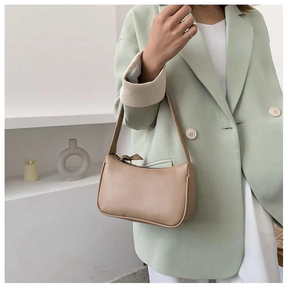 

Top Handle Bag Women Retro Handbag PU Leather Shoulder Underarm Vintage Top Handle Bag Female Small Subaxillary Bags