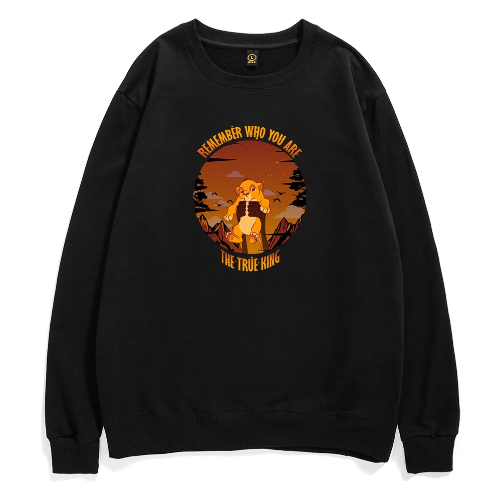 

The Lion King Printed Sweatshirt Who You Are Disney Pullover Letter Personalized Style Loose Men Clothes Trend Streetwear Hoodie