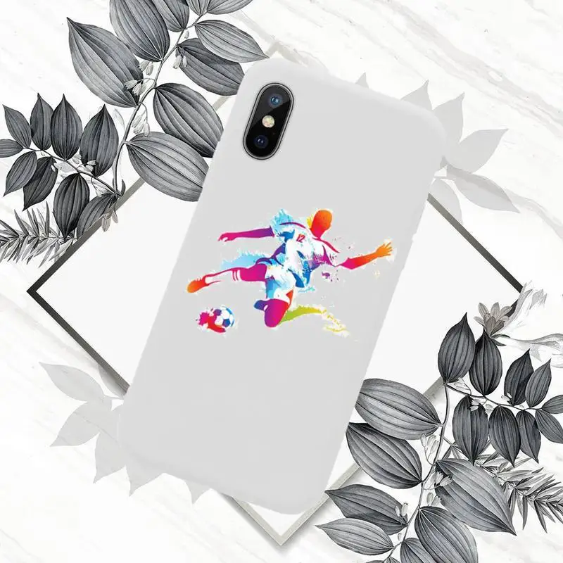 

Fire Football Soccer ball mobile Phone Case Candy Color for iPhone 6 7 8 11 12 s mini pro X XS XR MAX Plus