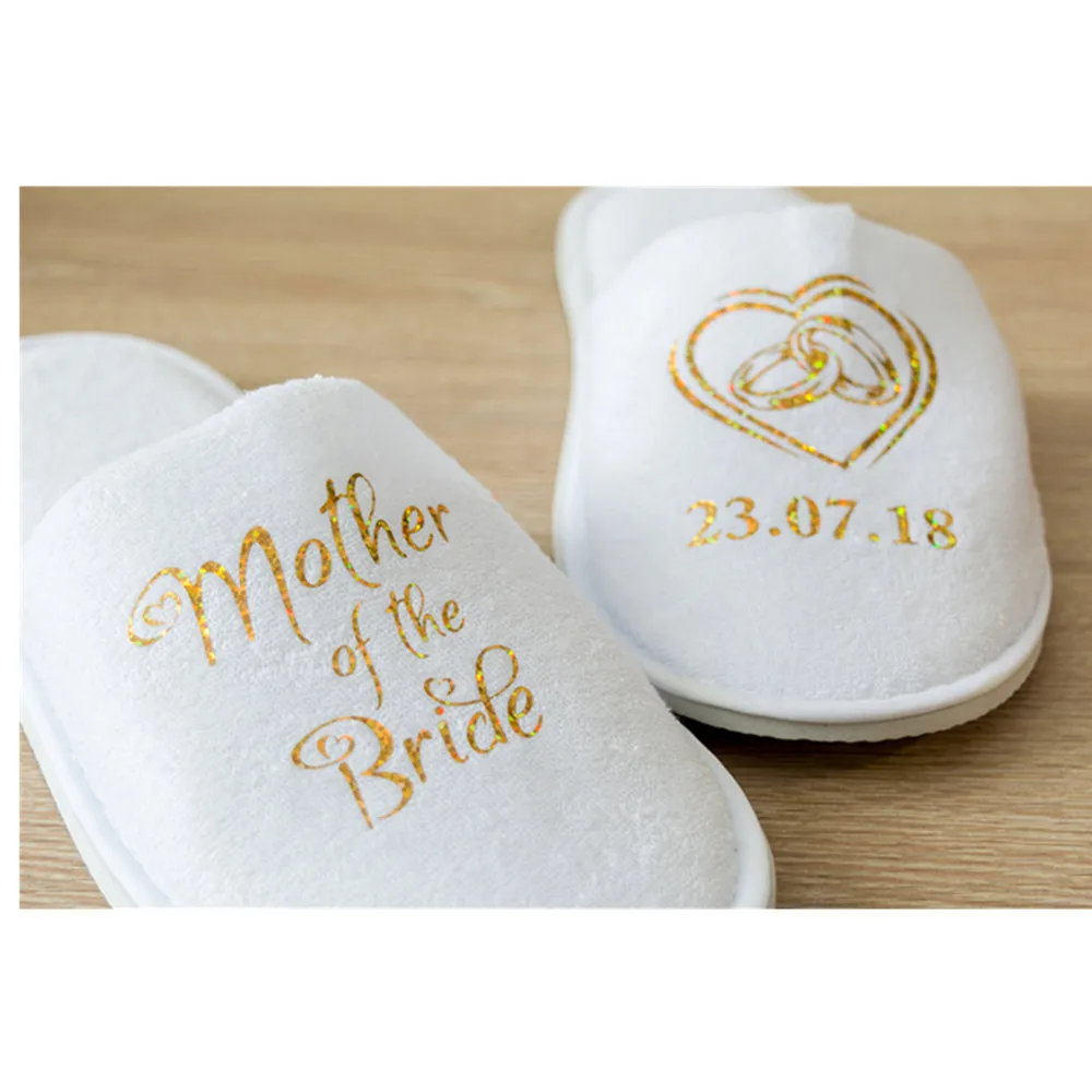 Тапочки свадебные с индивидуальным логотипом имени для невесты куриные шлепанцы