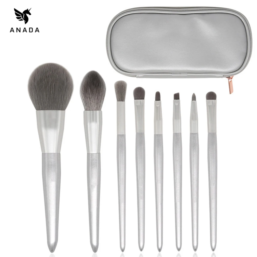 

ANADA 8 шт. набор кистей для макияжа, косметическая пудра, тени для век, Тональная основа, румяна, косметичка для макияжа