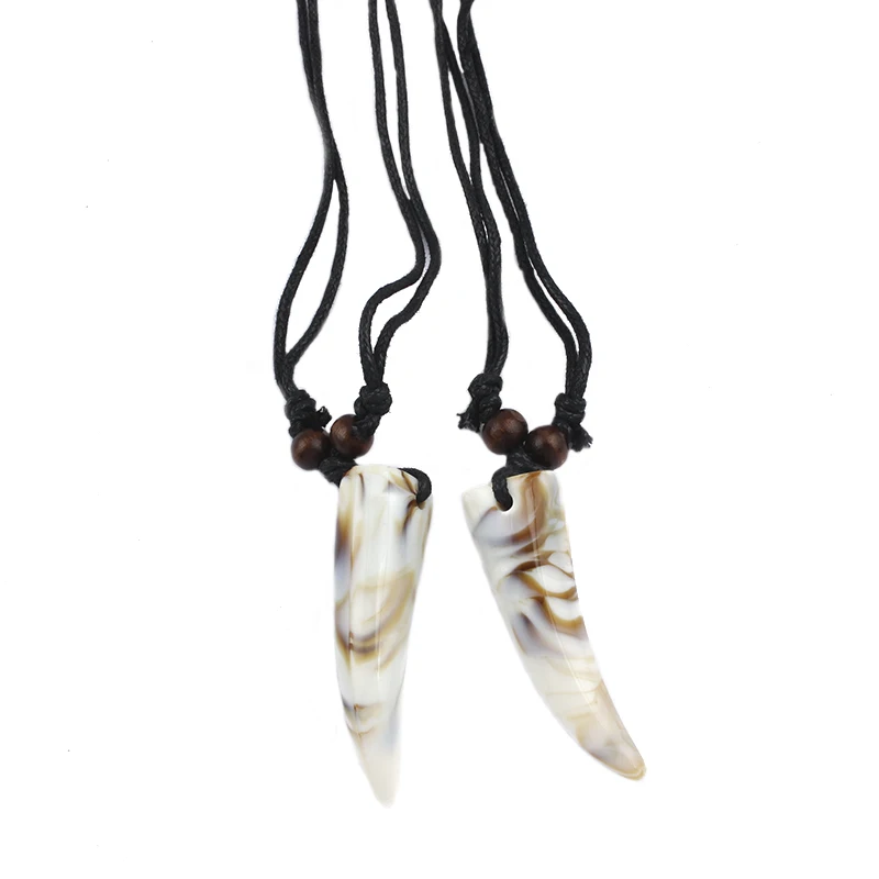 Ожерелье с подвеской из искусственного волчий Клык винтажный кулон зубом волка