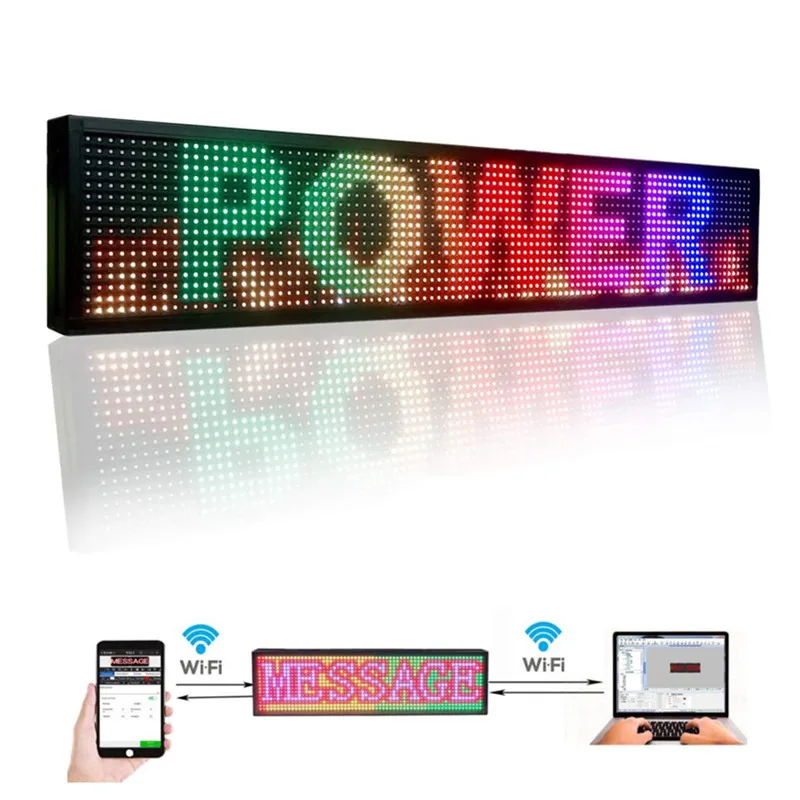 WiFi LED RGB Color Sign 100X20cm With High Resolution P10 LED Panel, And New SMD Technology With Integrated Power Supply