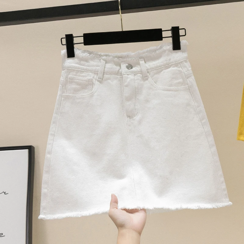 Мини-джинсовая юбка на молнии размера плюс, L, XXL, XXXL, 4XL, юбки черно-белые трапециевидные юбки для мам и девочек, короткая юбка, джинсовая мини-юбка