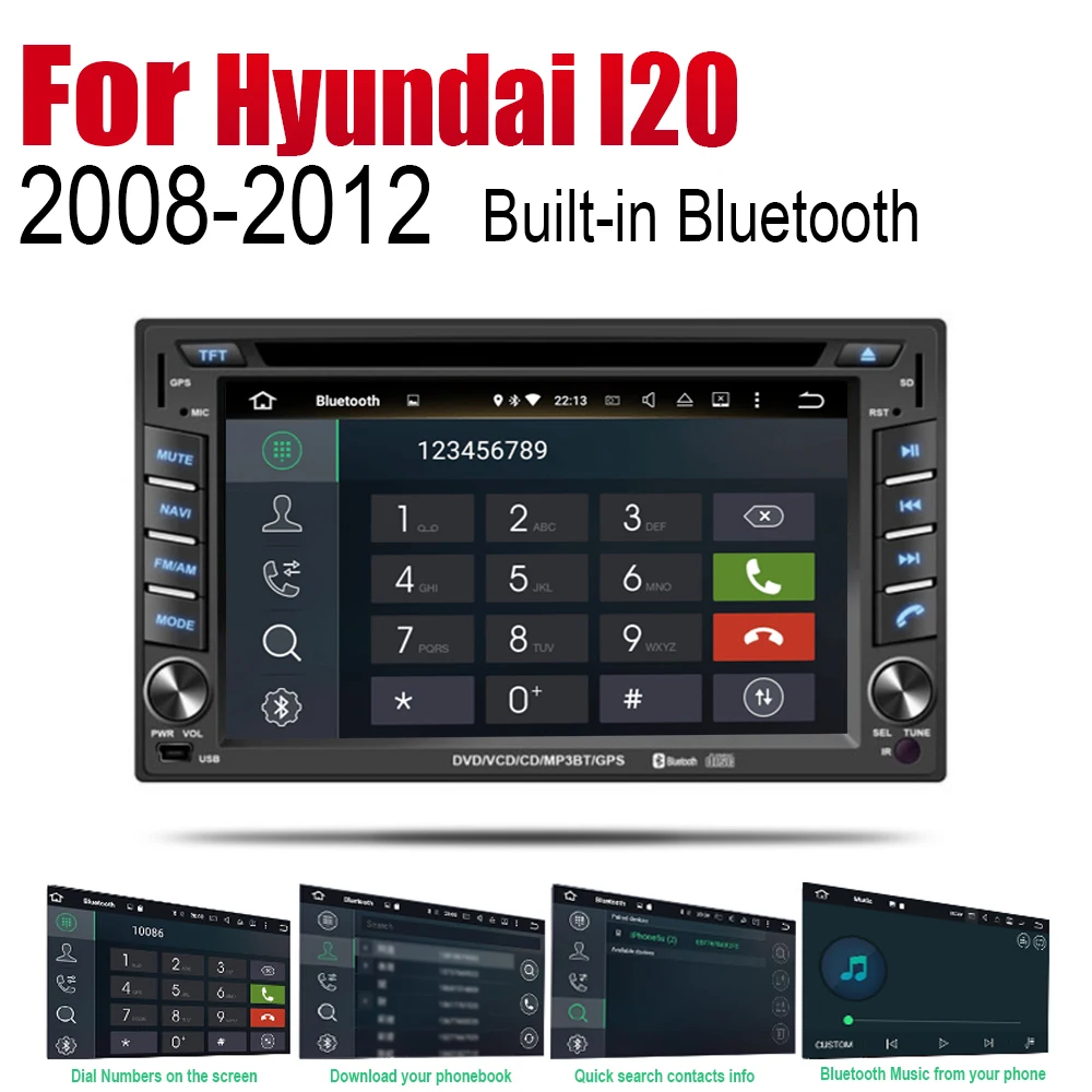Автомагнитола ZaiXi 2 Din для Hyundai i20 Troy 2008 ~ 2012 GPS навигация BT Wi Fi карта мультимедийная