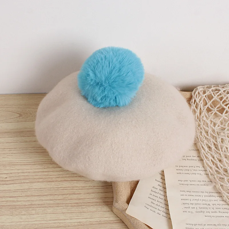 Little Girls Soft Beret Hat Classic French Style Winter Warm with Cute Pompom | Детская одежда и обувь