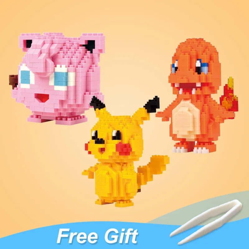 Конструктор Pikachu Snorlax Charmander Eevee Jigglypuff игрушки Фигурки аниме модель японский