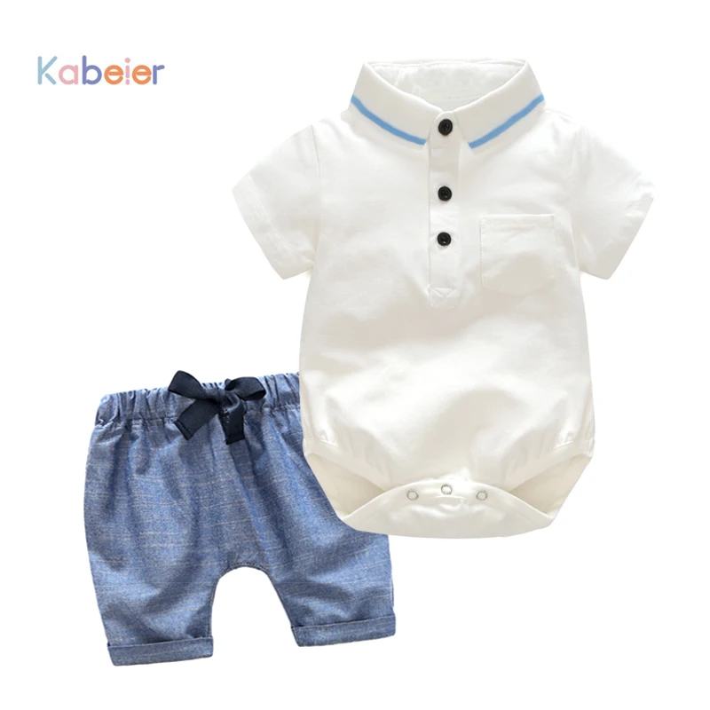 

Newborn Boy Clothing Set Cotton White Romper + Half Shorts 6-24M Baby Suit Infant Romper Summer Kids Outwear Clothes Sets
