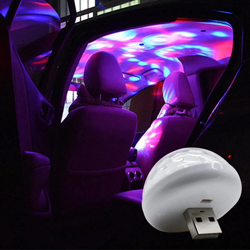1 шт. USB автомобильный светильник, интерьерный светодиодный светильник s 3 Вт RGB светодиодный светильник, автомобильный диджейский музыкальный звуковой светильник, декоративный автомобильный светильник s