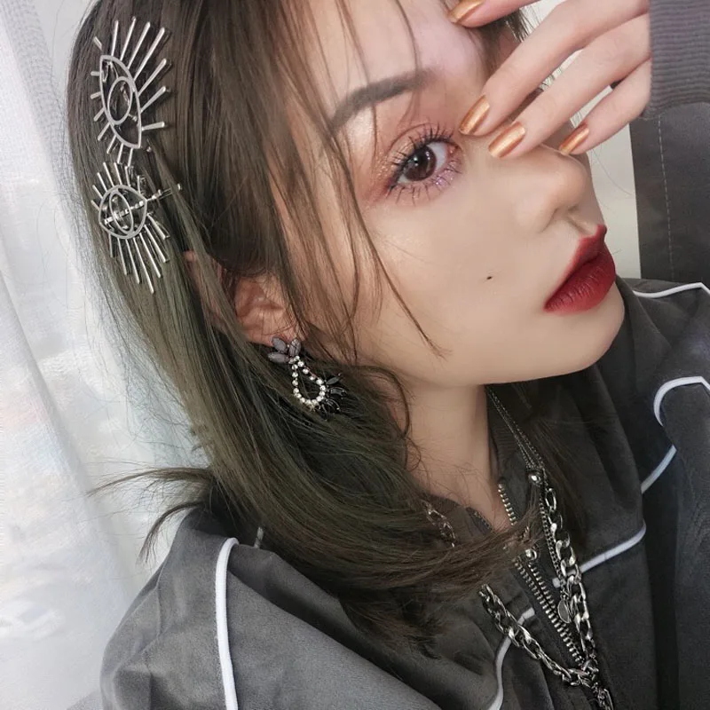 Молния стиль сглаза Бобби булавка для женщин японский Harajuku сплав Серебро Большой Глаз принадлежности для волос для девочки ювелирные изделия для волос Femme