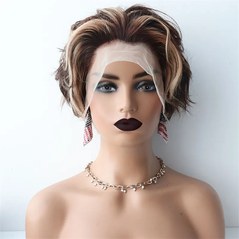 Популярный парик из человеческих волос бразильских коротких с эффектом омбре на