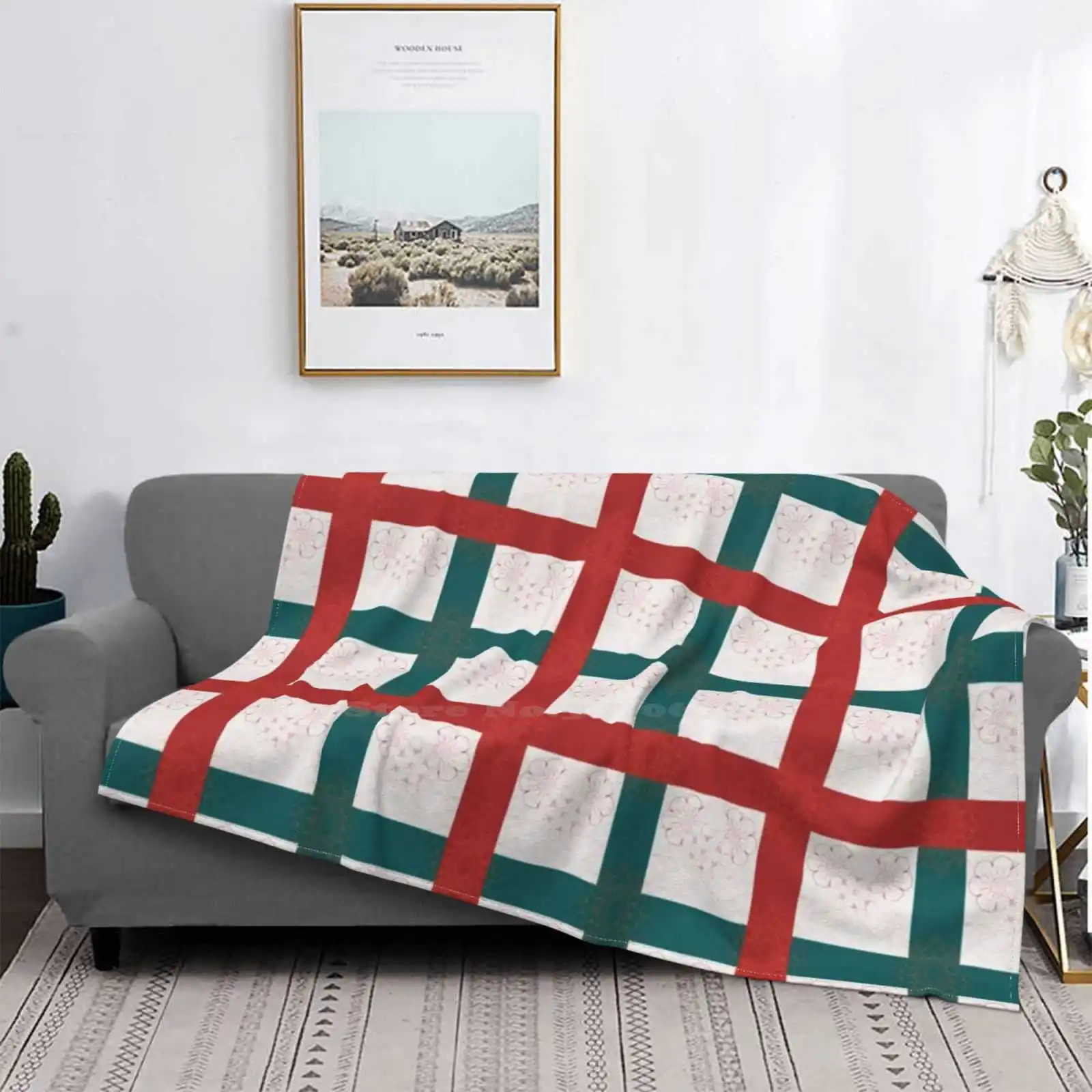 

Luxury Minimalist Flower Pattern Air Conditioning Blanket Fashion Soft Blanket Antic Ethnic Culture Asian Illumination Batik