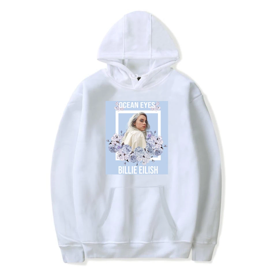 Уличная одежда Billie Eilish, толстовка с капюшоном, Мужская зимняя Толстовка с длинным рукавом в стиле Харадзюку, Повседневная Мягкая Белая простая Толстовка в стиле хип-хоп - Цвет: gray