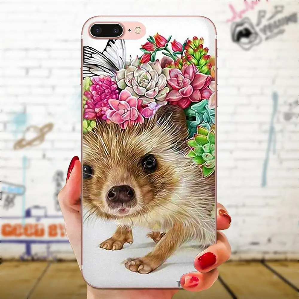 Мягкий узор для Apple iPhone 4 4S 5 5C 5S SE SE2 6 6S 7 8 11 Plus Pro X XS Max XR головы носить цветы Ежик