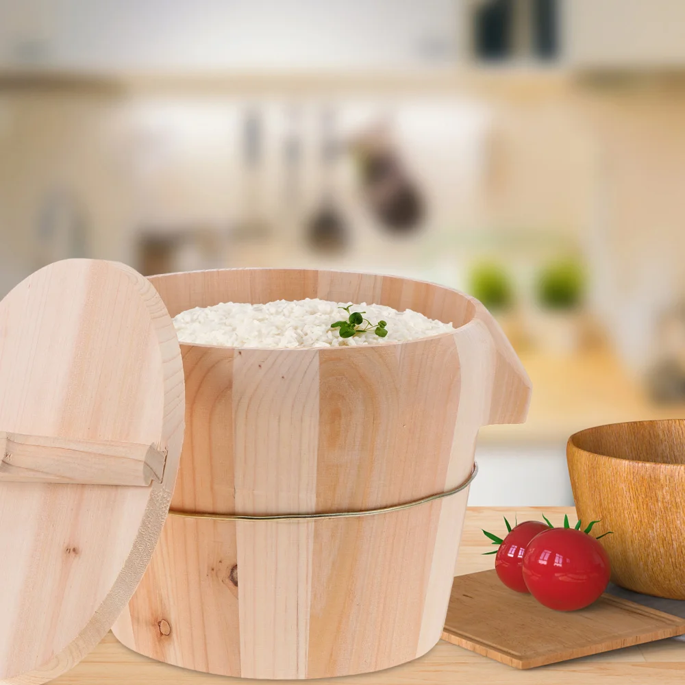 

1Set Lidded Wooden Rice Steamer Unique Steamed Rice Bucket for Kitchen