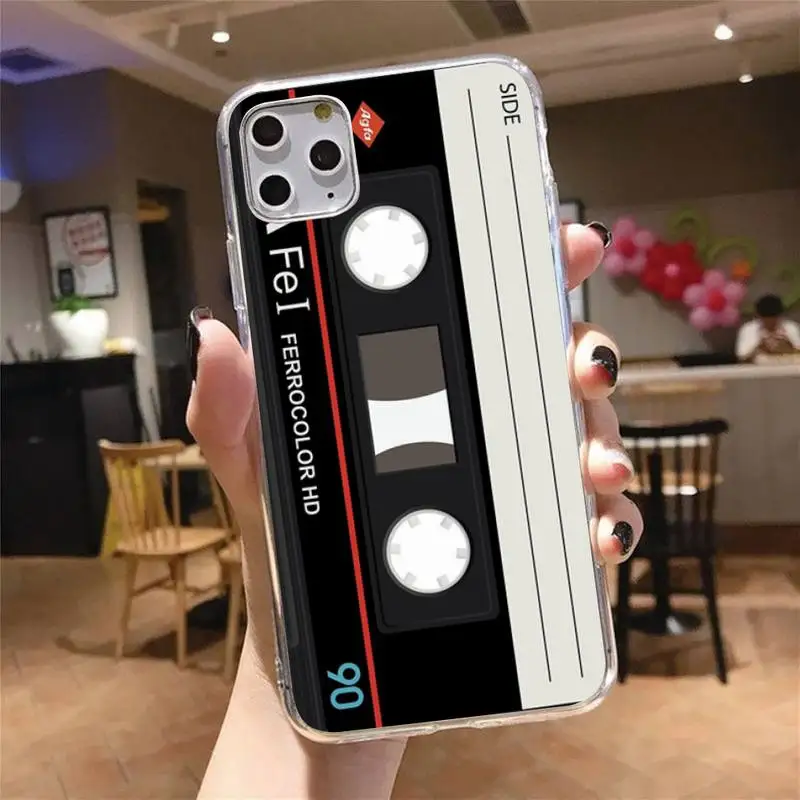

RETRO CASSETTE TAPE vintage Phone Case Transparent for iPhone 6 7 8 11 12 s mini pro X XS XR MAX Plus cover funda shell