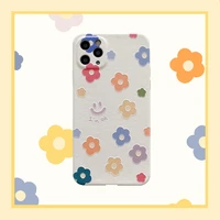 cute cartoon smiley flower korean phone case for iphone 12 11 pro max x xs max xr 7 8 puls se 2020 cases soft leather cover