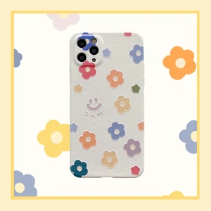 cute cartoon smiley flower korean phone case for iphone 12 11 pro max x xs max xr 7 8 puls se 2020 cases soft leather cover free global shipping