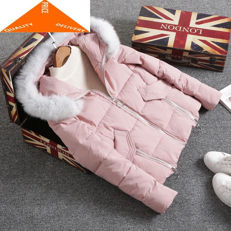 Женская парка с капюшоном из лисьего меха Толстая пуховая куртка хлопка 2020