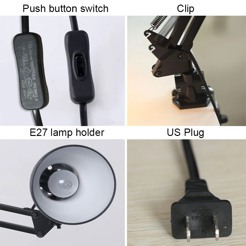 Светодиодная настольная лампа с зажимом промышленная Гибкая Настольная для