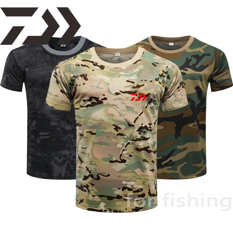 

2021 Unisex New Clothes for Summer Fishing Tees Short Sleeve Outdoor Sports Daiwa Clothing Camouflage Quick-Drying Fishing Shirt