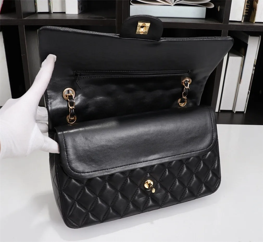 

New Classic Women's Genuine Leather Shoulder Bag gold chain silver chain Handbag Bags Ladies Handbags