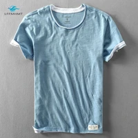 men summer fashion brand japan style bamboo cotton solid color short sleeve t shirt male casual simple thin white tee tshirts