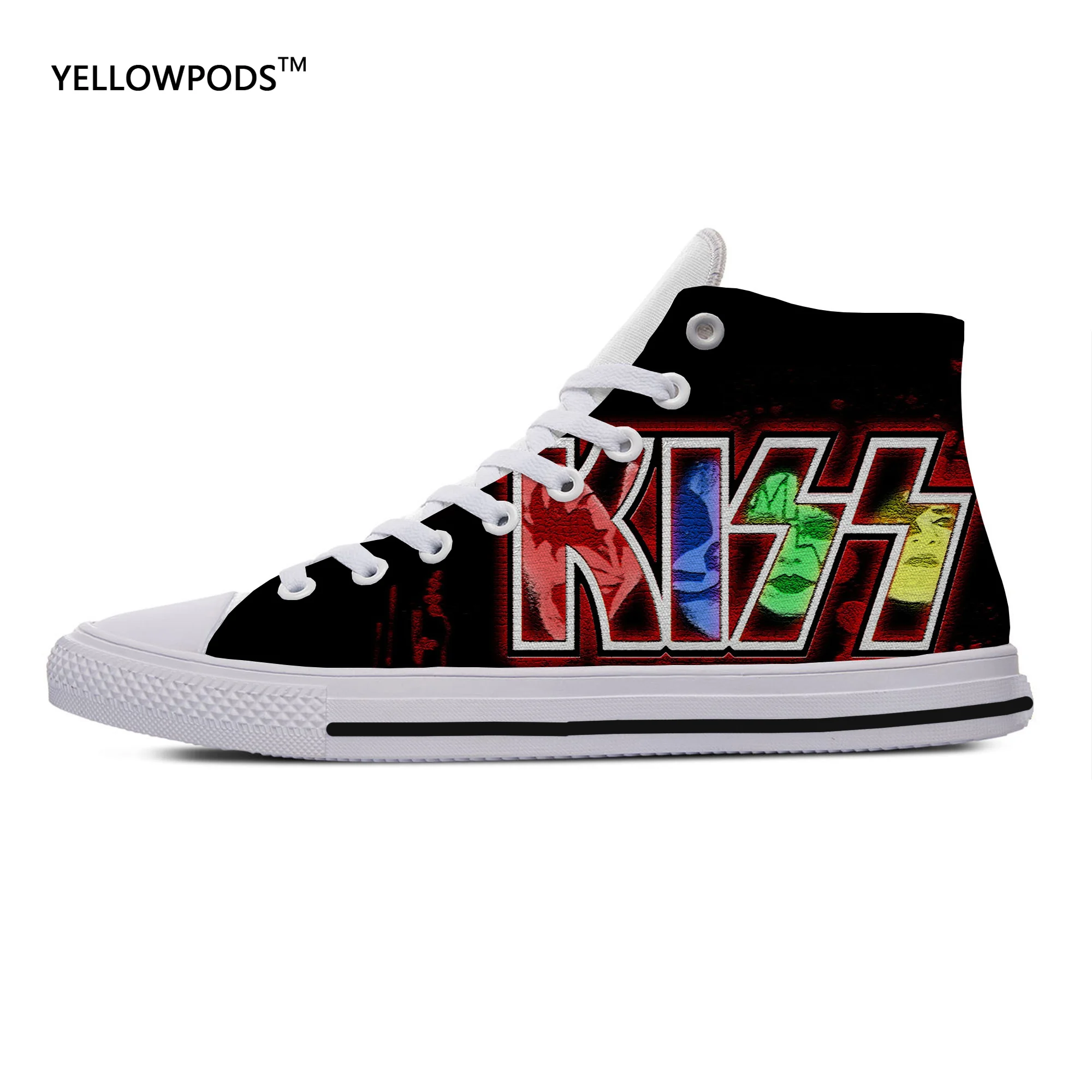

Men's Casual Shoes KISS Rock & Roll All Nite Party Les Jours High Top Youth Solid Color White Customized Printed Men Canvas Shoe