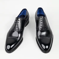 saint sharon mens leather shoes business dress classic high quality flat shoes black pointed mens oxford shoes