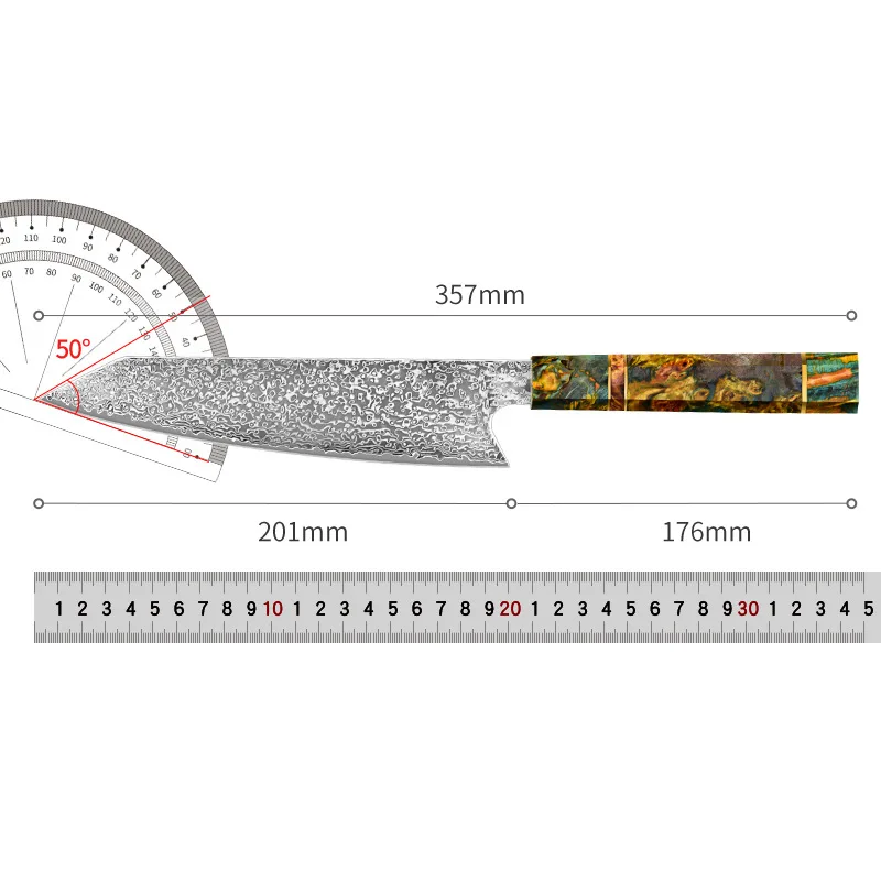 

Damascus chef knife cross-border new VG10 stable wood 8-inch cutting knife Japanese cuisine fish kitchen knife