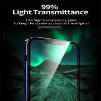 new full body double sided glass magnetic metal phone case for iphone 11 12 13 pro max mini protection cover coque